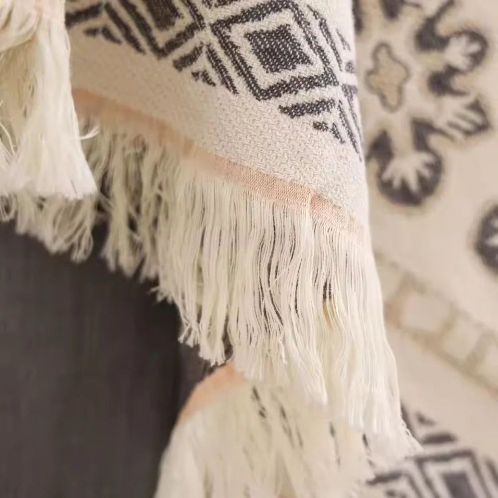 Cotton Blanket Boho Mandala Fringe Machine Washable - Image 2