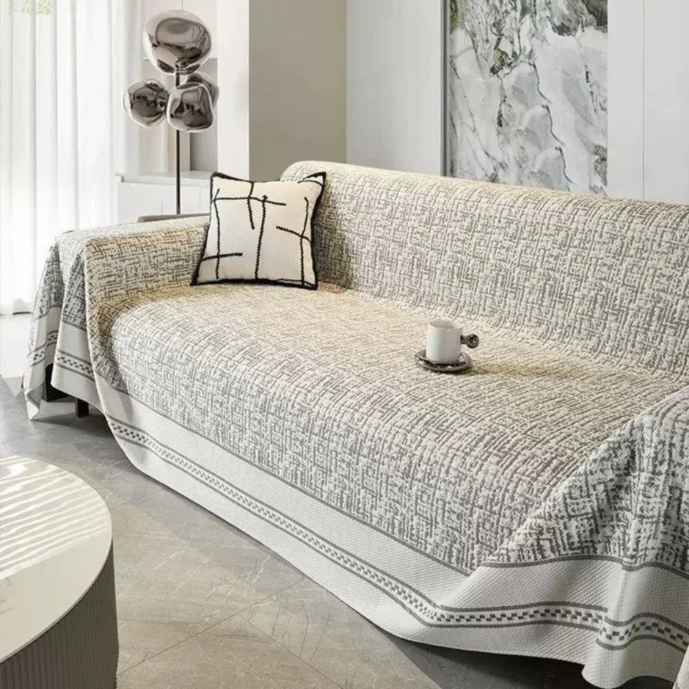 Sofa Cover Breathable Microfiber & Reversible Sketch Design - Image 7