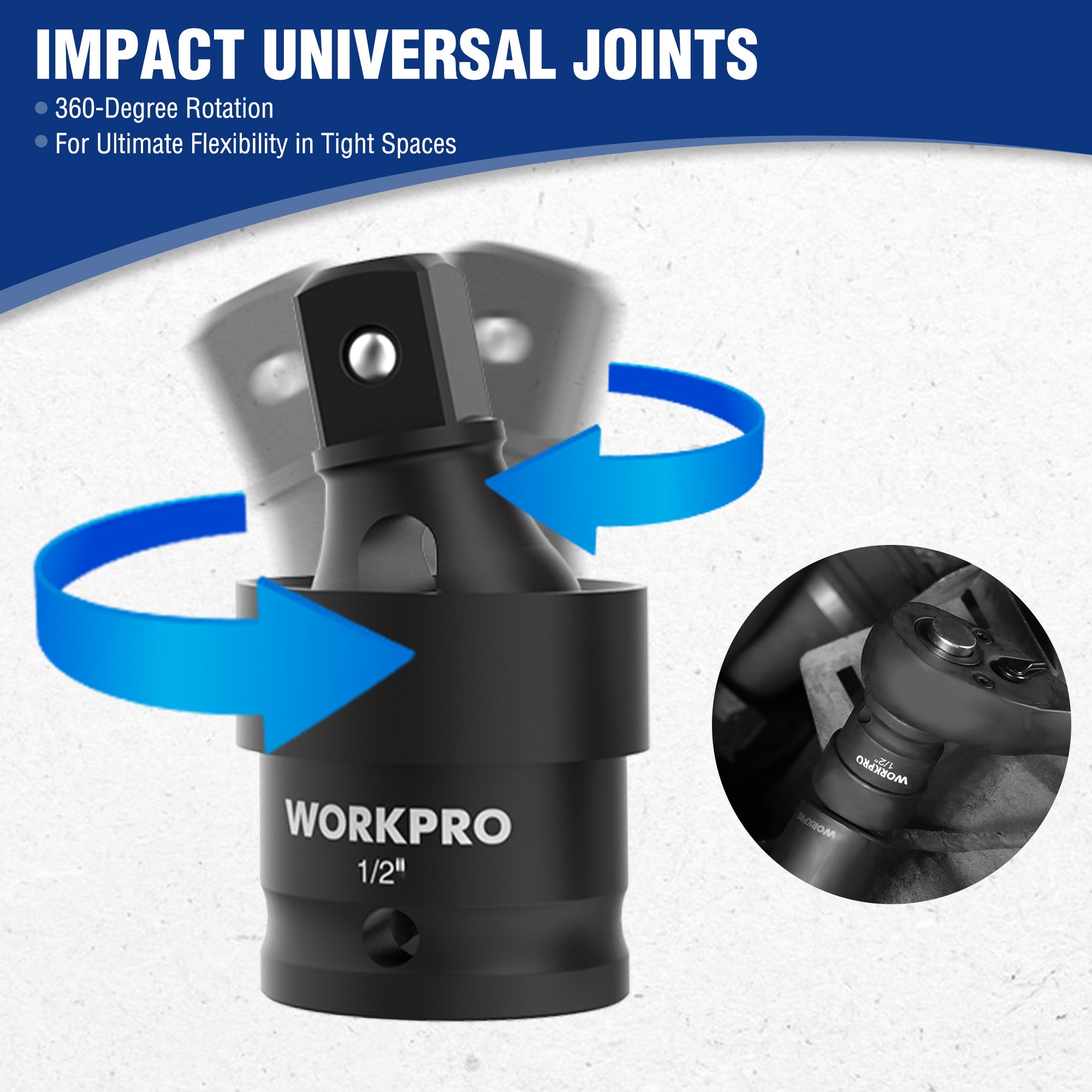 WORKPRO 65PCS 1/2” Drive Impact Socket Set, SAE&Metric Deep & Shallow Kit - Image 5