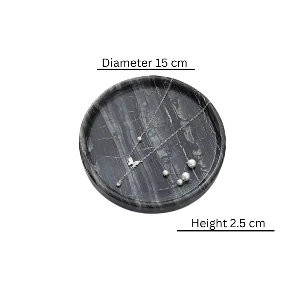 Jewelry Tray Round Marble Durable & Easy-to-Clean - Image 2