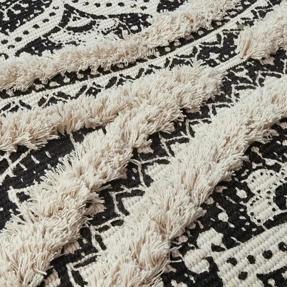 Kitchen Runner Mat Cotton Machine Washable Black & Cream - Image 5