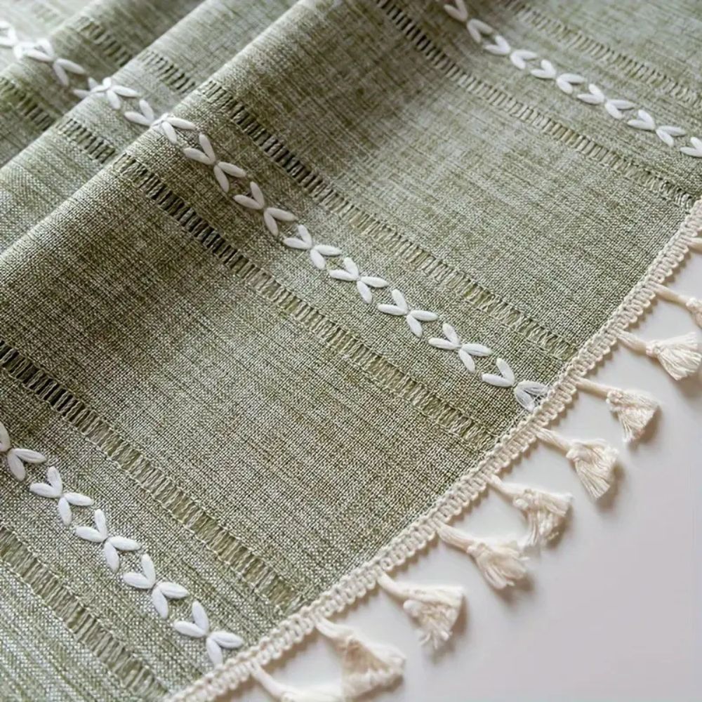 Round Tablecloth Leaf Embroidery Microfiber Machine Washable & Quick-Drying - Image 5