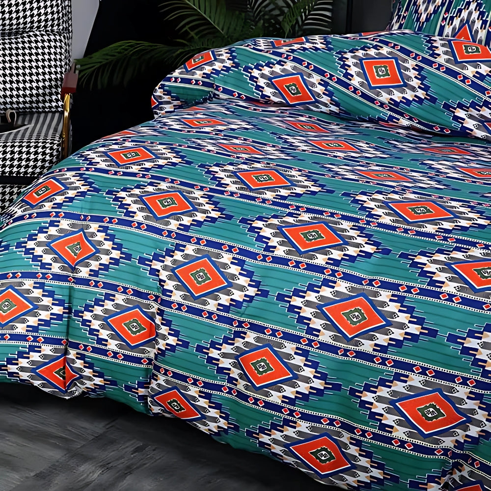 Duvet Cover Set Boho Tribal Print Cotton-Microfiber Machine Washable - Image 8
