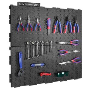 WORKPRO Black Metal Steel Panel Garage Wall Pegboard Organizer