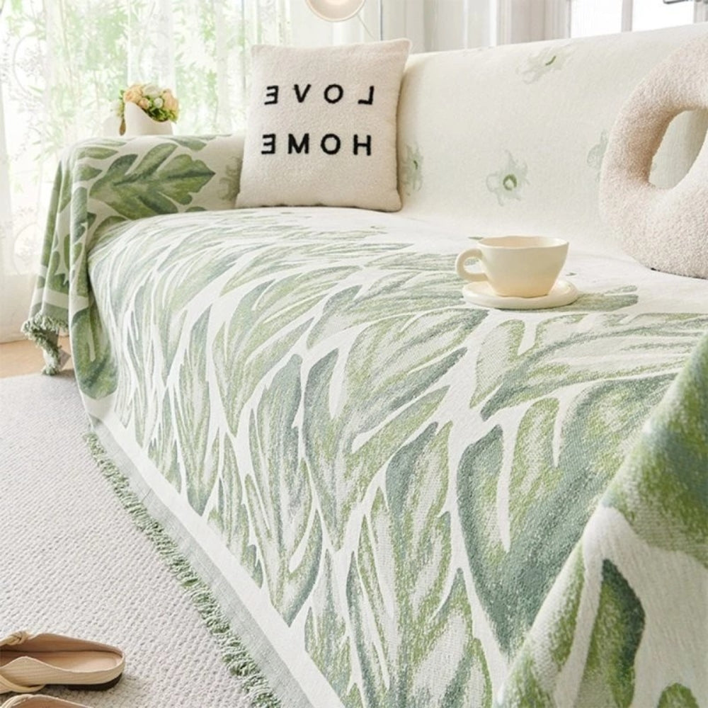 Sofa Cover Chenille Leaf Pattern Non-Slip Machine Washable - Image 2