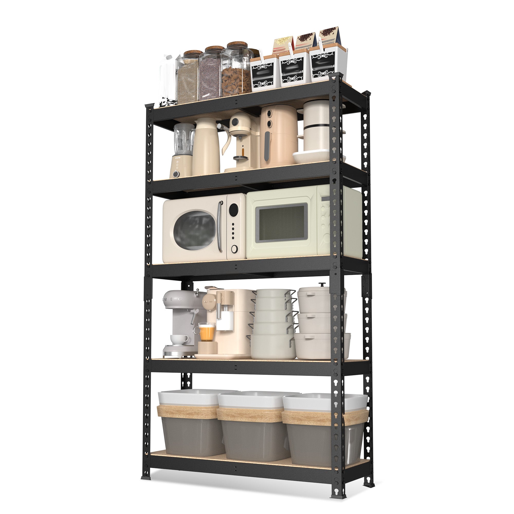 WORKPRO 5-Tier Adjustable Steel Shelving, 27-2/5"W x 11-7/10"D x 60"H, Heavy Duty Shelf with MDF Board, 1650 lbs Load Capacity (Total)