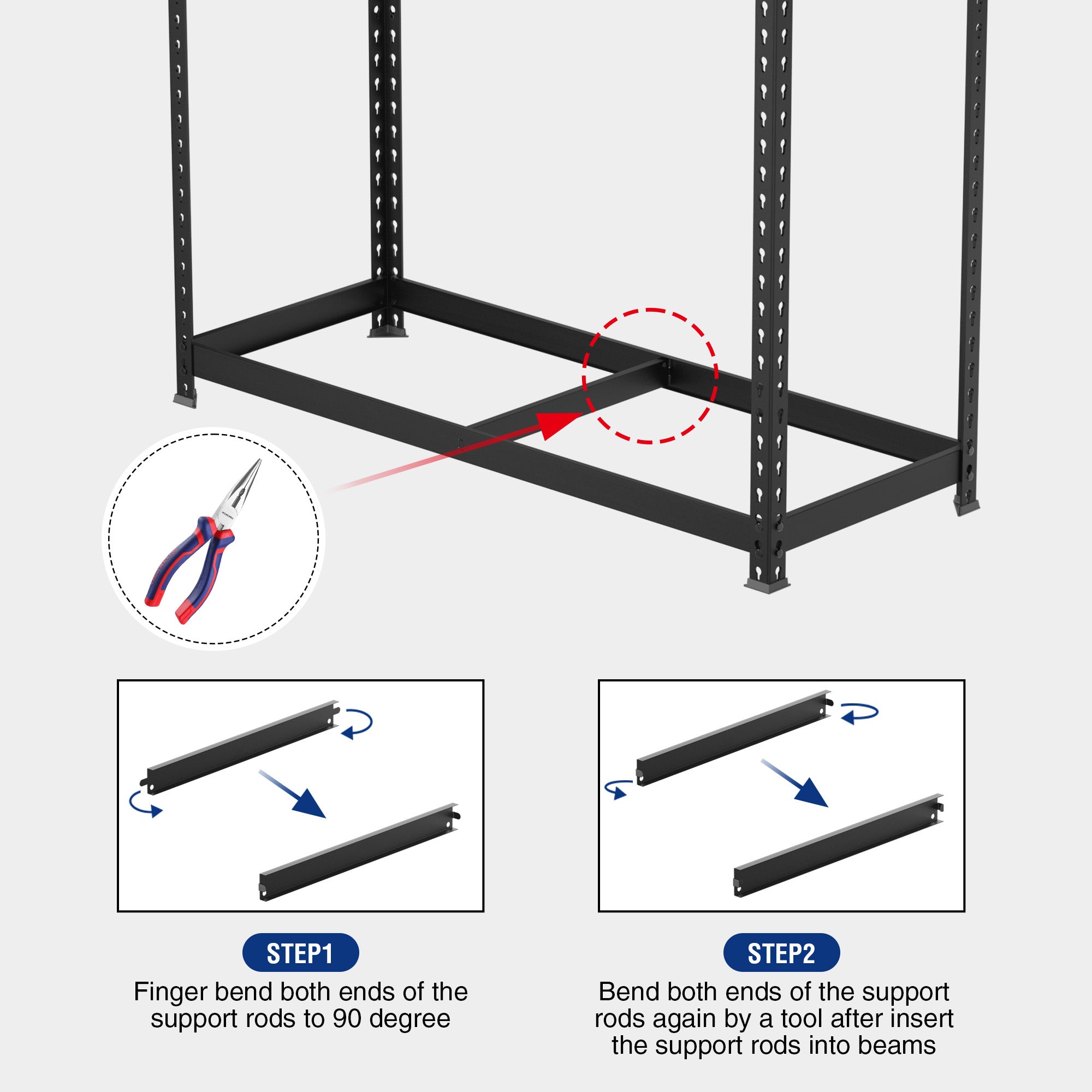 WORKPRO 5-Tier Adjustable Steel Shelving, 27-2/5"W x 11-7/10"D x 60"H, Heavy Duty Shelf with MDF Board, 1650 lbs Load Capacity (Total) - Image 6