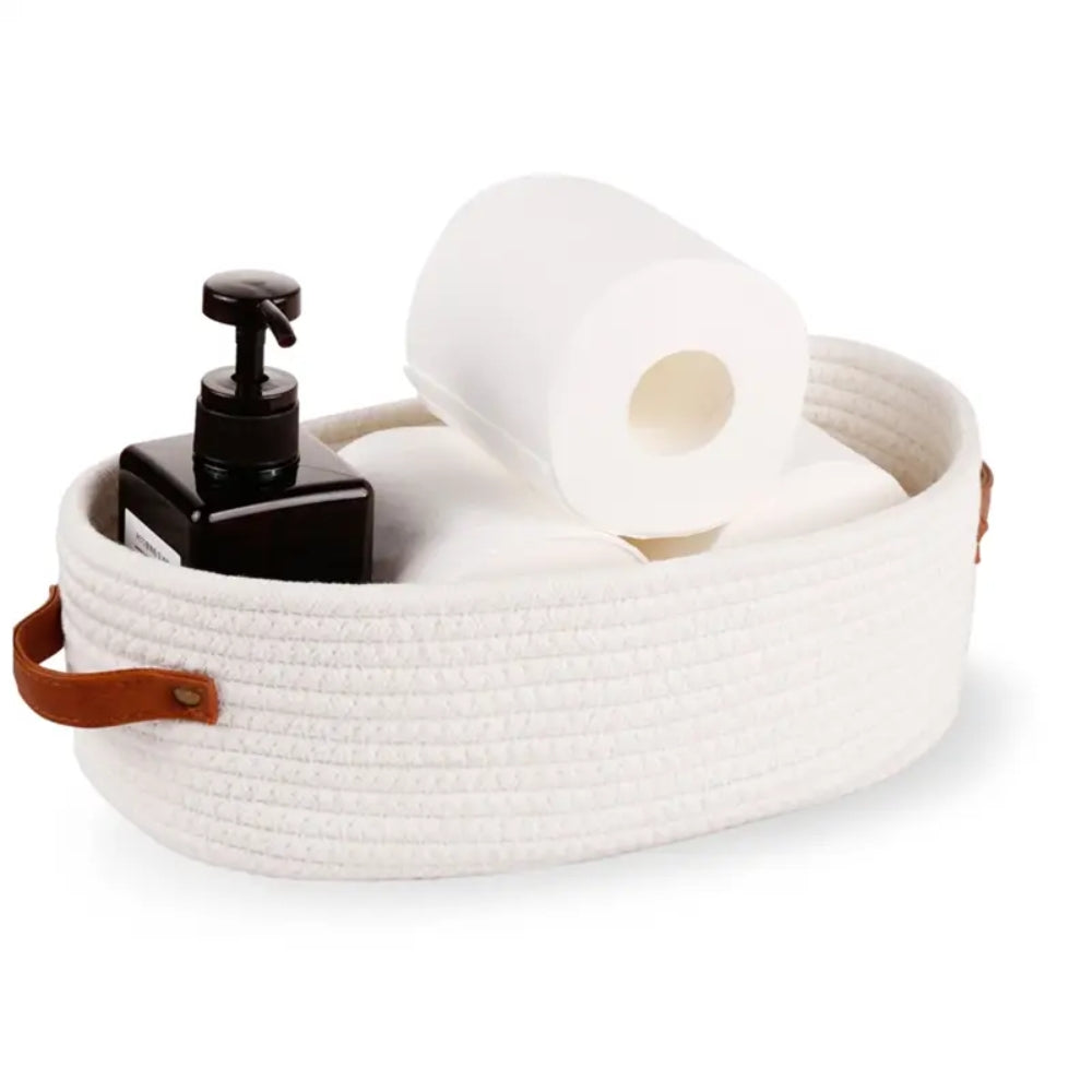 Woven Storage Basket Microfiber Blend Dual Handles - Image 3