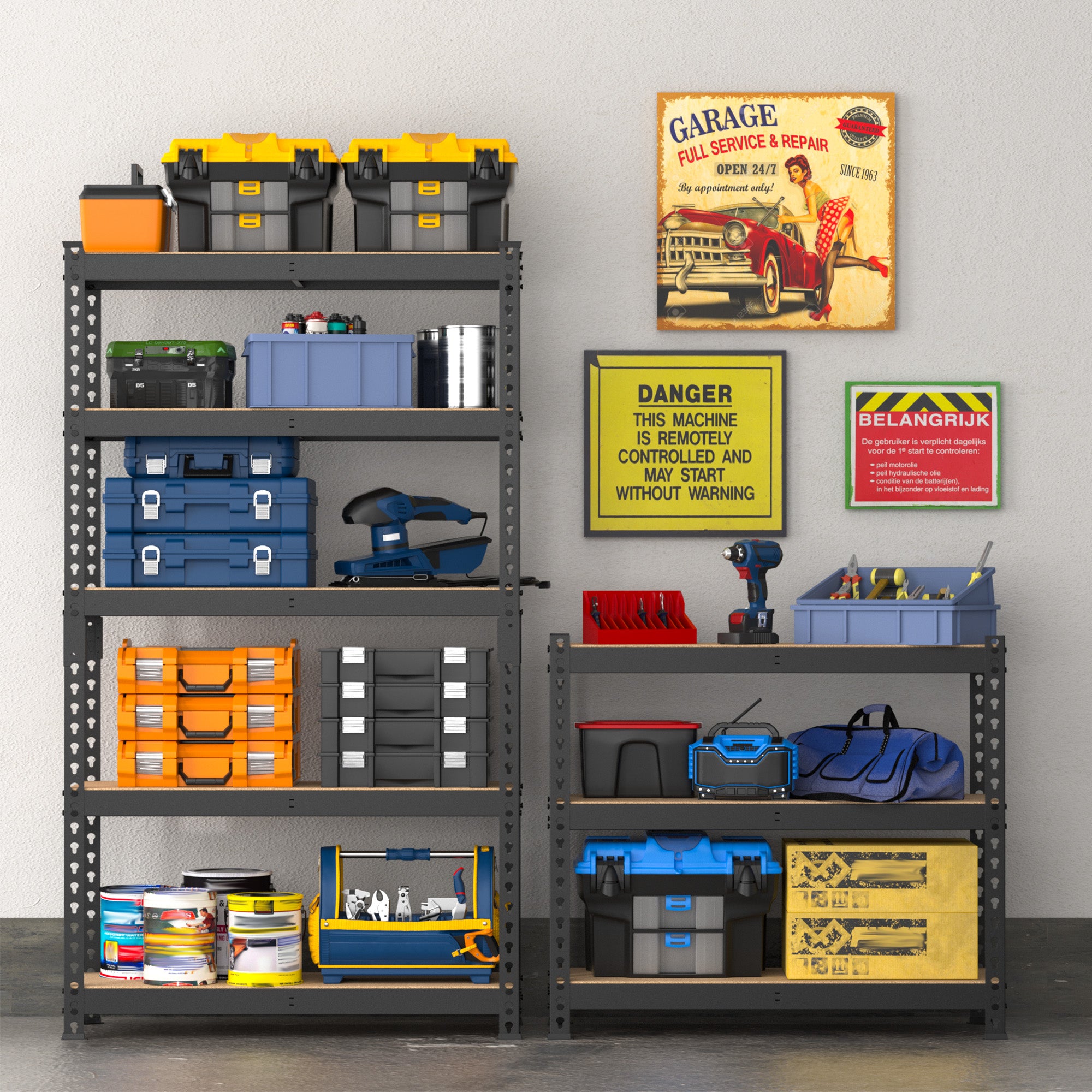 WORKPRO 5-Tier Adjustable Steel Shelving, 27-2/5"W x 11-7/10"D x 60"H, Heavy Duty Shelf with MDF Board, 1650 lbs Load Capacity (Total) - Image 8