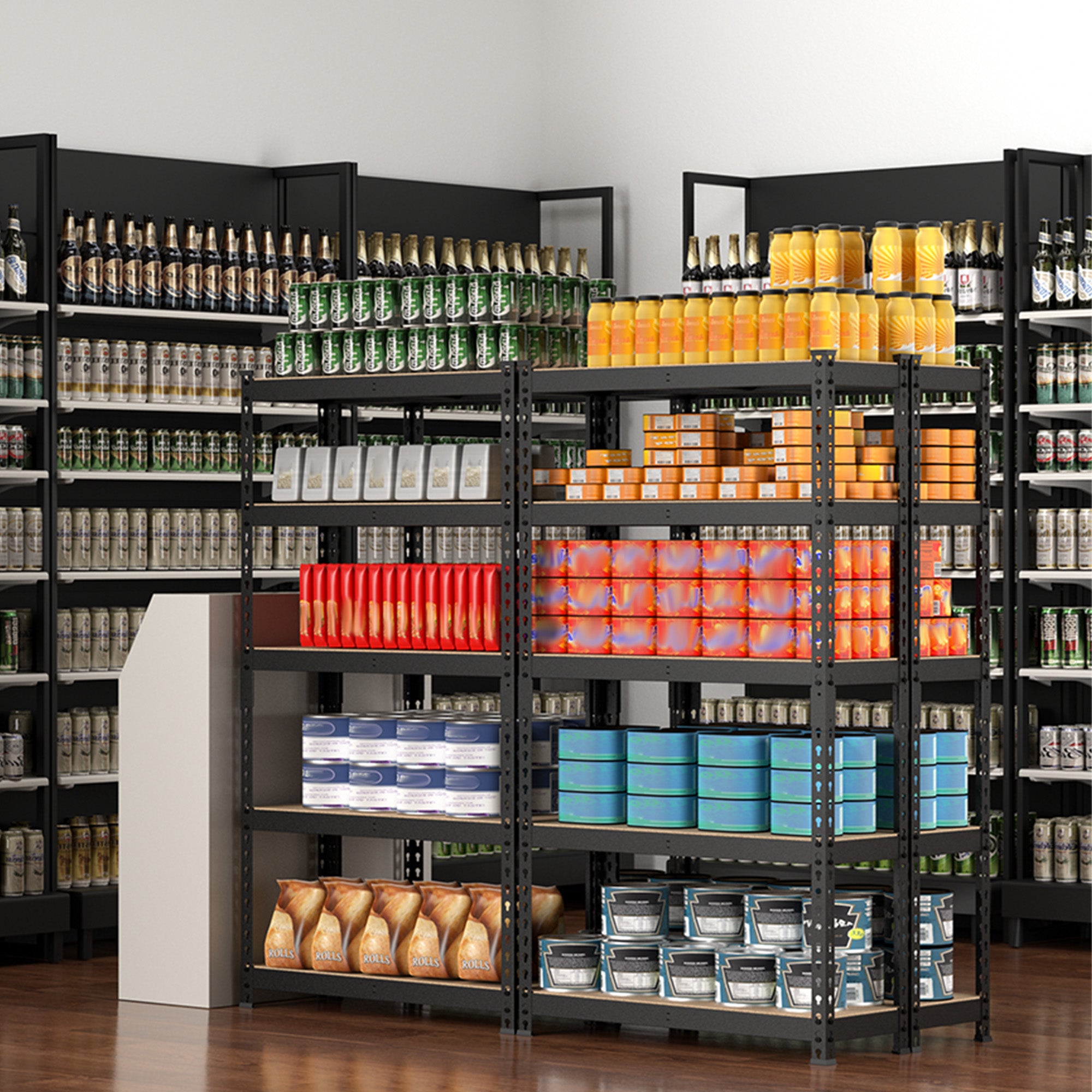 WORKPRO 5-Tier Adjustable Steel Shelving, 27-2/5"W x 11-7/10"D x 60"H, Heavy Duty Shelf with MDF Board, 1650 lbs Load Capacity (Total) - Image 9