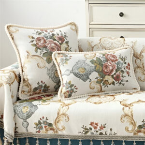 Decorative Cushion Cover Chenille Jacquard Floral Beaded Edge
