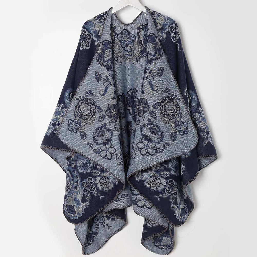 Women's Poncho Acrylic Jacquard Fringe - Image 4