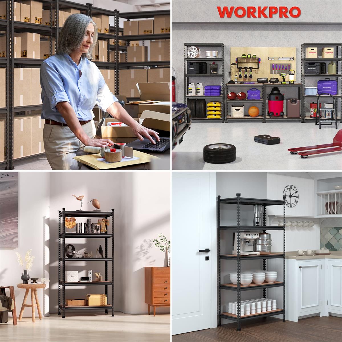 WORKPRO 5-Tier Adjustable Metal Rack Storage Heavy Duty Shelving Unit, 36”W x 18”D x 72”H, 4000 lbs Load Capacity - Image 6