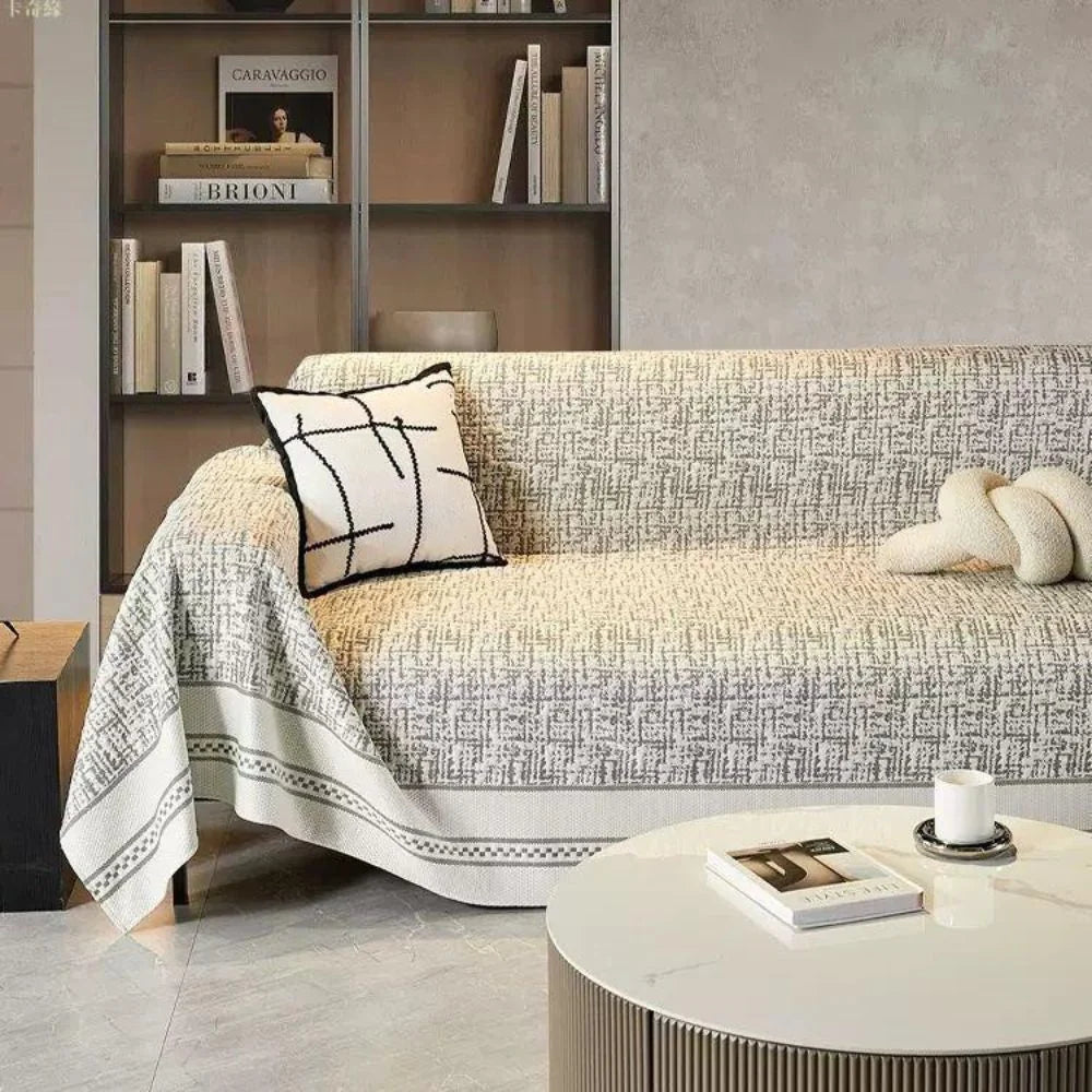 Sofa Cover Breathable Microfiber & Reversible Sketch Design - Image 4