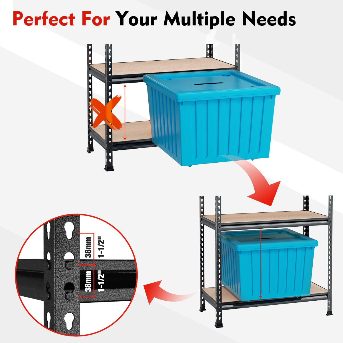 WORKPRO 5-Tier Adjustable Metal Rack Storage Heavy Duty Shelving Unit, 36”W x 18”D x 72”H, 4000 lbs Load Capacity - Image 8