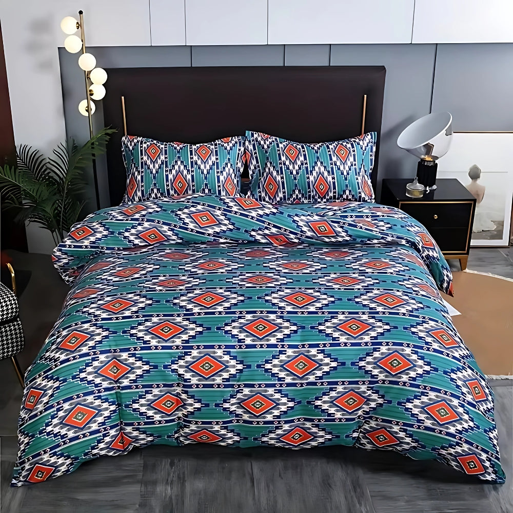 Duvet Cover Set Boho Tribal Print Cotton-Microfiber Machine Washable - Image 4