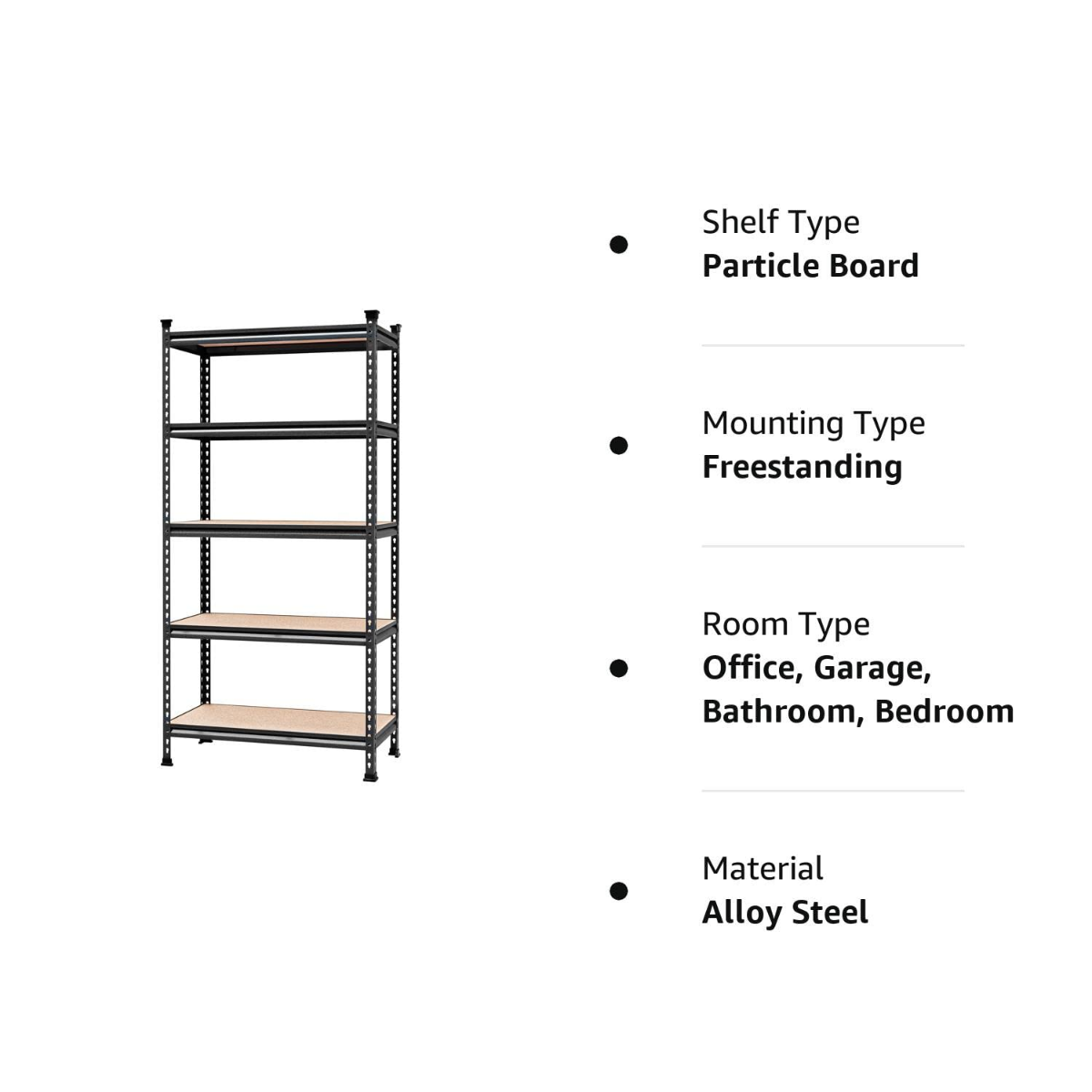 WORKPRO 5-Tier Adjustable Metal Rack Storage Heavy Duty Shelving Unit, 36”W x 18”D x 72”H, 4000 lbs Load Capacity - Image 10