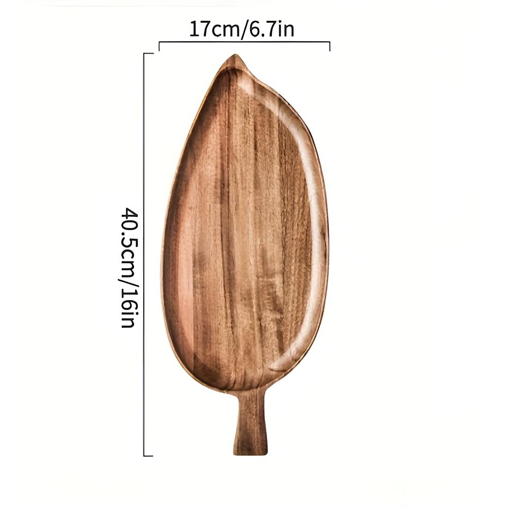 Serving Plate Leaf-Shaped Natural Wood - Image 9