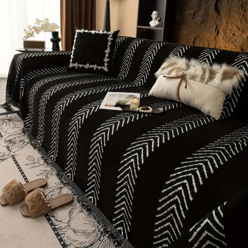 Sofa Cover Microfiber Chevron Geometric Print Machine Washable - Image 2