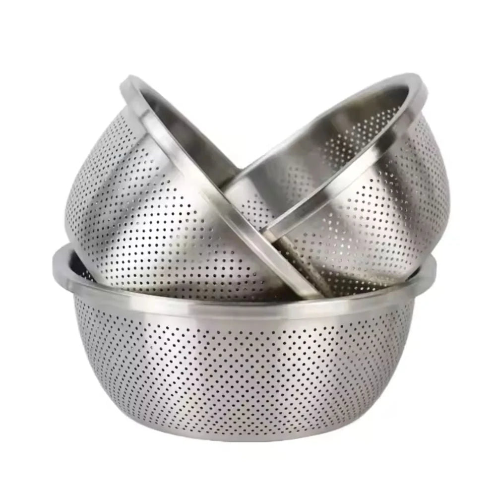Colander & Mixing Bowl Set Fine Mesh Stainless Steel - Image 5