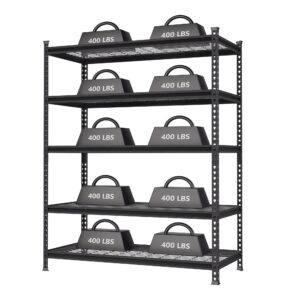 WorkPro 5-Tier Metal Storage Shelving Unit 48"W x 24"D x 72"H Adjustable Storage Rack Heavy Duty Shelf