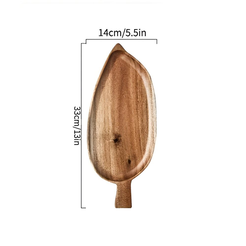 Serving Plate Leaf-Shaped Natural Wood - Image 10
