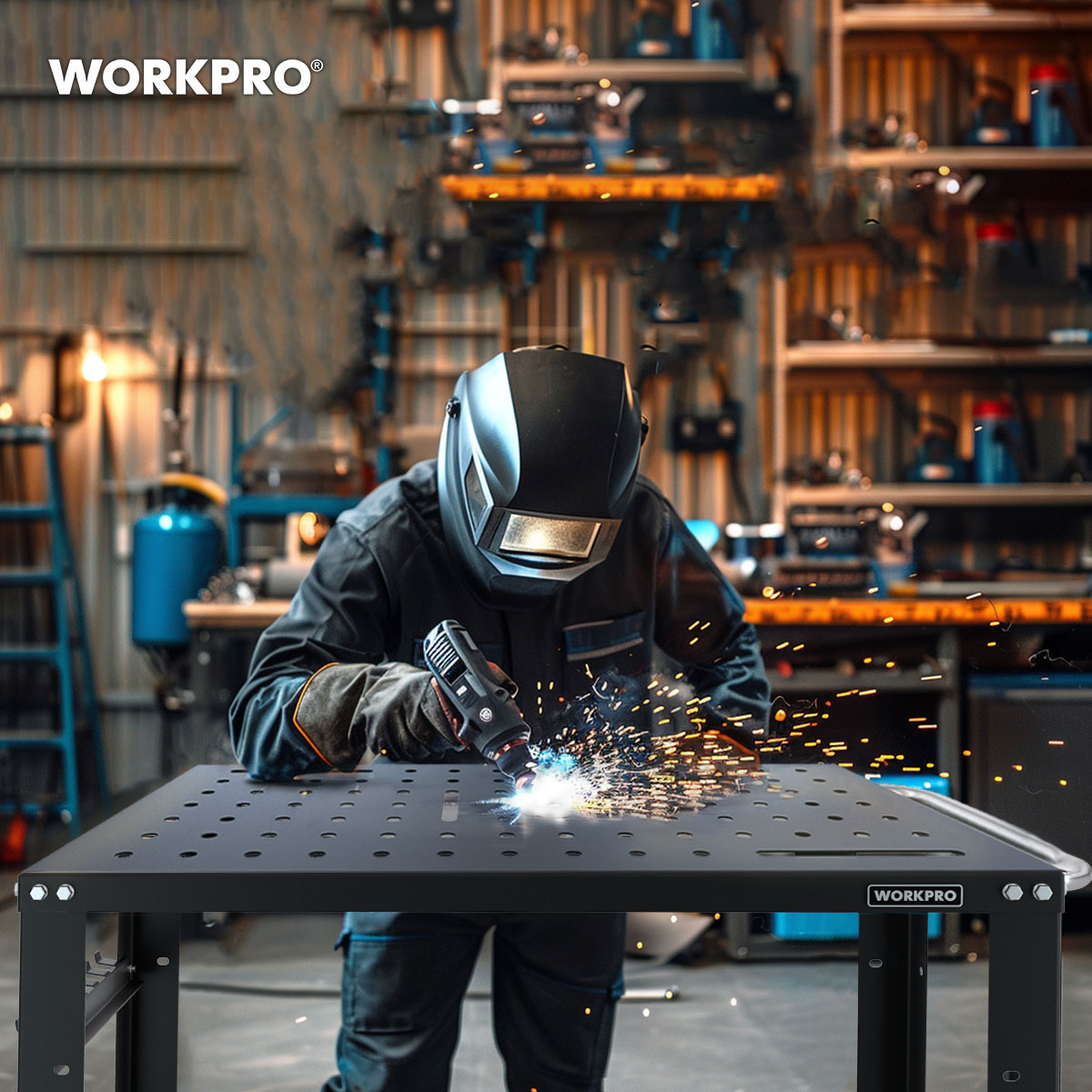 WORKPRO 36”×18” Portable Welding Table, 1200 lbs Load Capacity, Nitriding Tabletop - Image 2