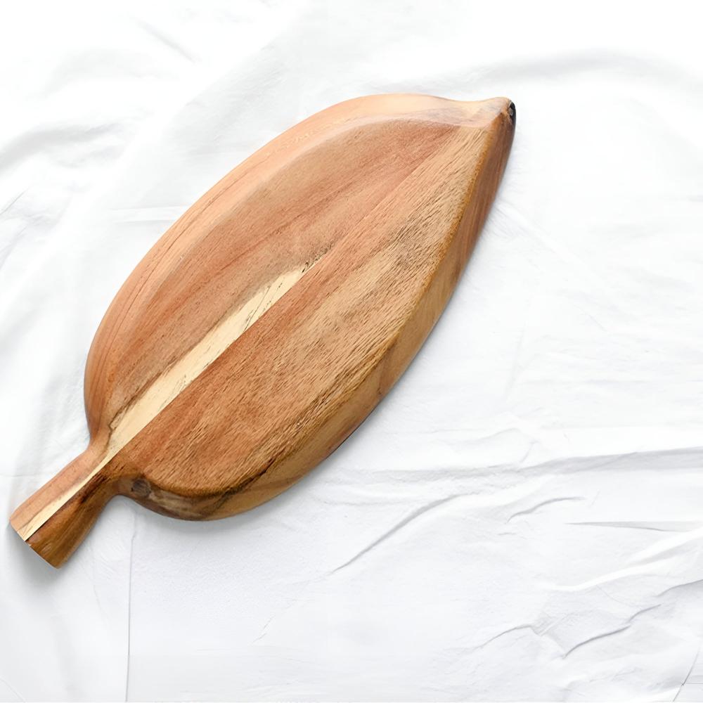 Serving Plate Leaf-Shaped Natural Wood - Image 7
