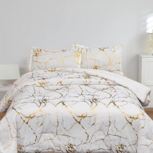 Duvet Cover Set Marble Pattern Microfiber Cotton Blend