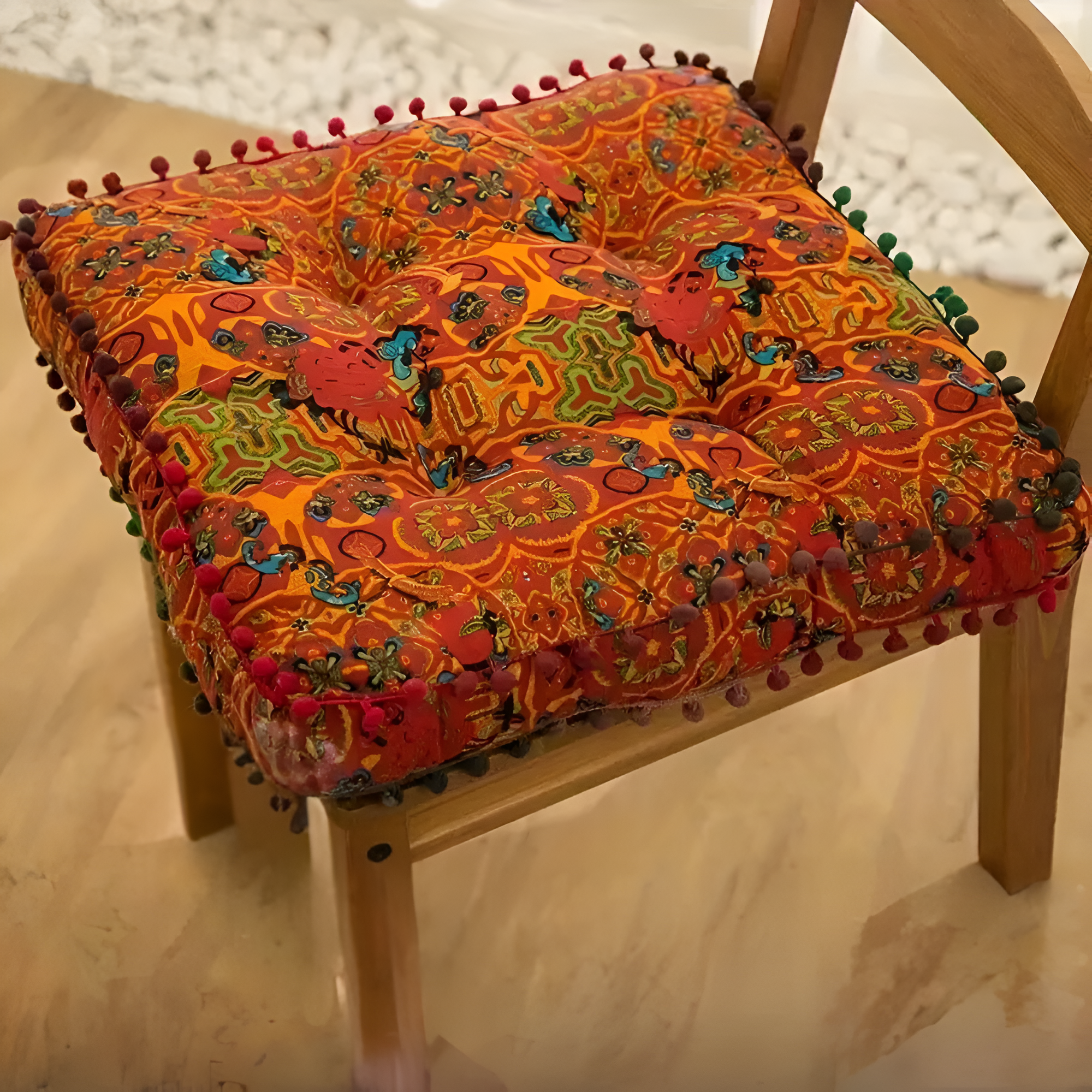 Floor Cushion Bohemian Embroidered Thick Cushioning & Durable Fabric - Image 5