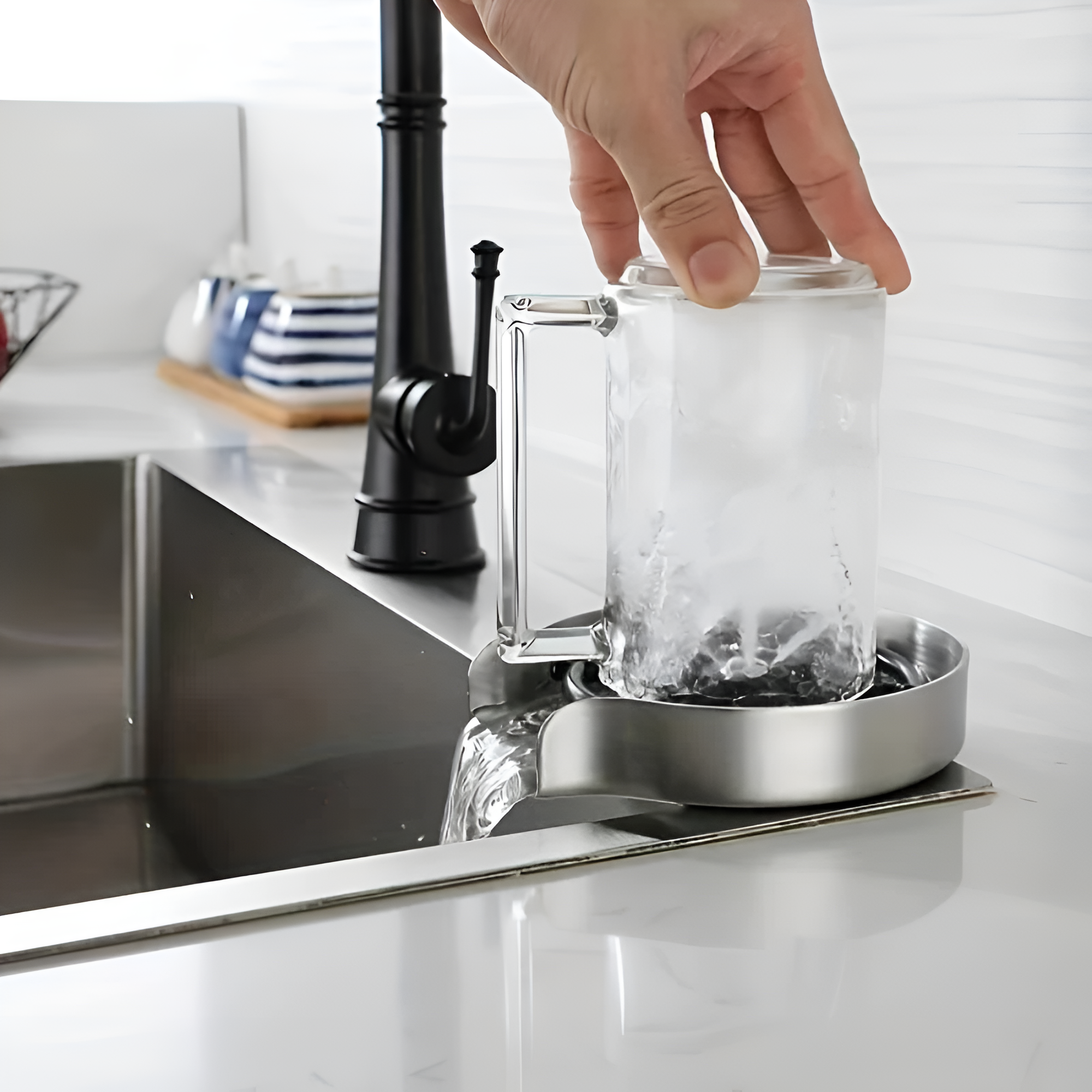 Automatic Glass Rinser Hands-Free High-Pressure Stainless Steel - Image 2
