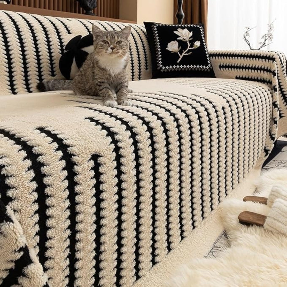 Sofa Cover Plush Tufted Microfiber Non-Slip Backing & Machine Washable