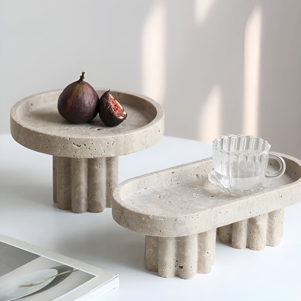 Vanity Tray Natural Travertine Oval & Circle - Image 8