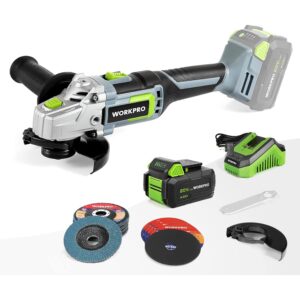 WORKPRO 20V Cordless Angle Grinder Kit, 4-1/2 Inch, Lightweight Angle Grinder Tool w/ 4.0Ah Lithium-Ion Battery & Fast Charger