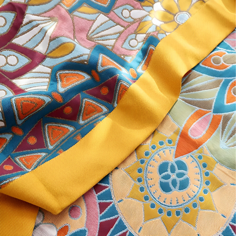 Cotton Blanket All-Season Double Layer Floral Jacquard - Image 2