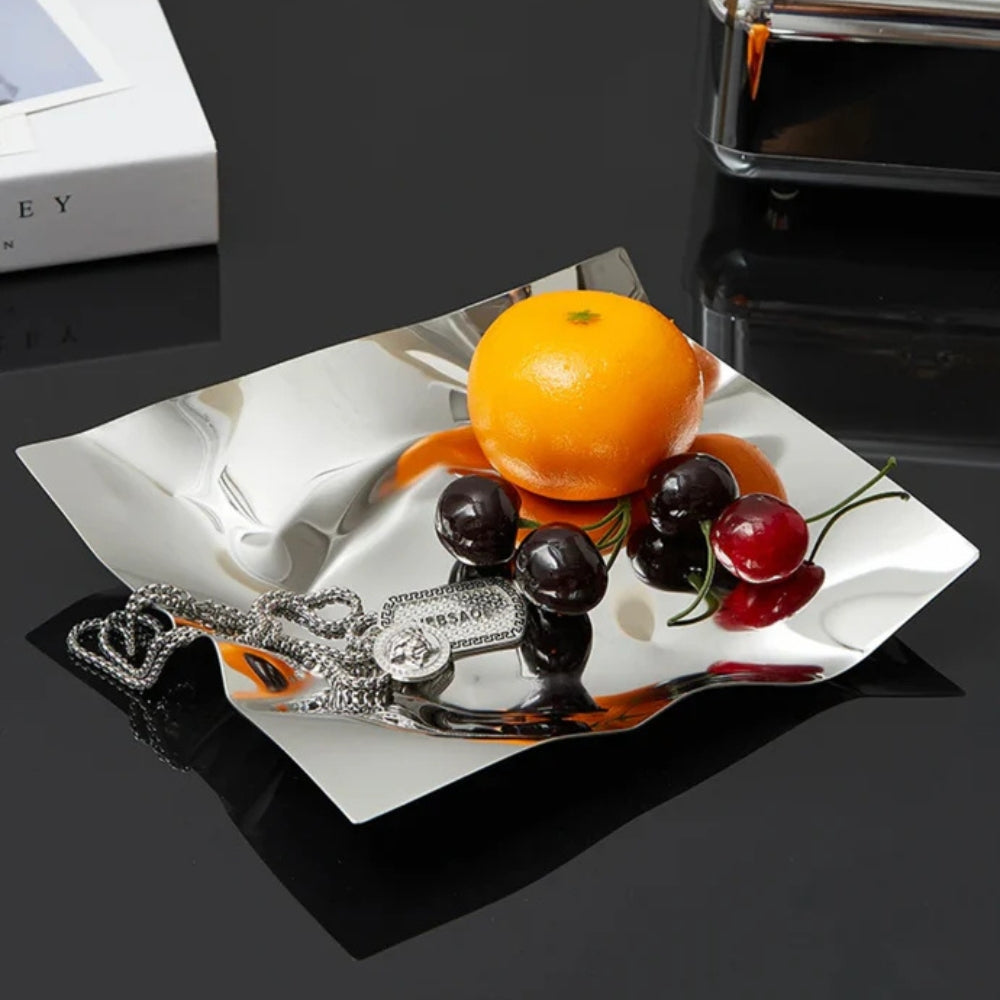 Decorative Tray Stainless Steel Wrinkled Mirror Finish - Image 4