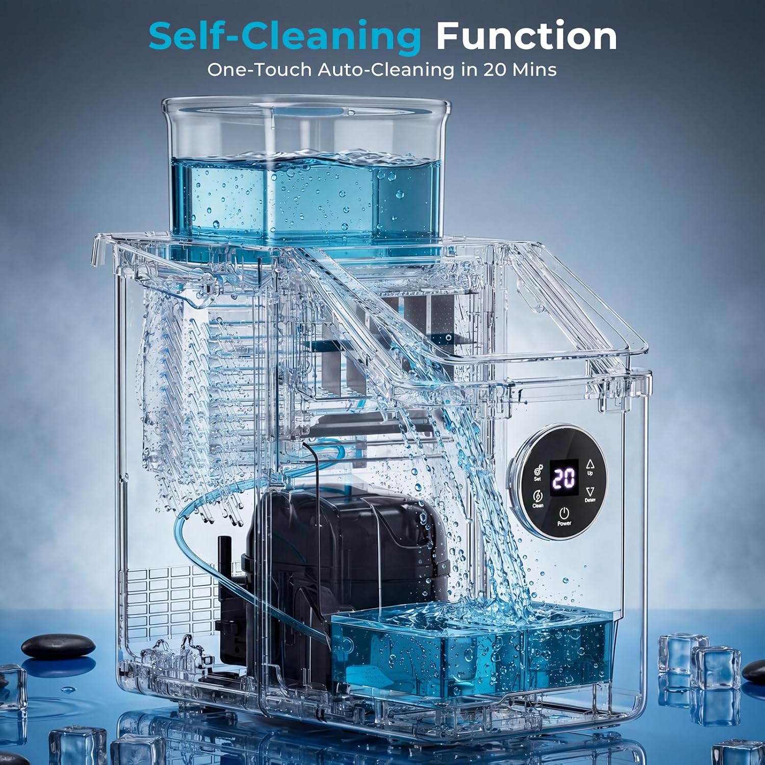 26Lbs/Day Countertop Ice Cube Maker IM5812F - Image 4