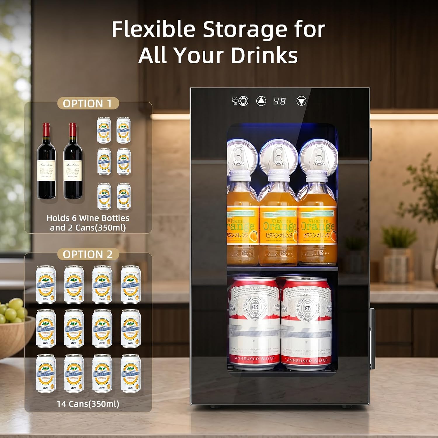 Kismile 10L Mini Beverage Refrigerator with Glass Door WC5810 - Image 4