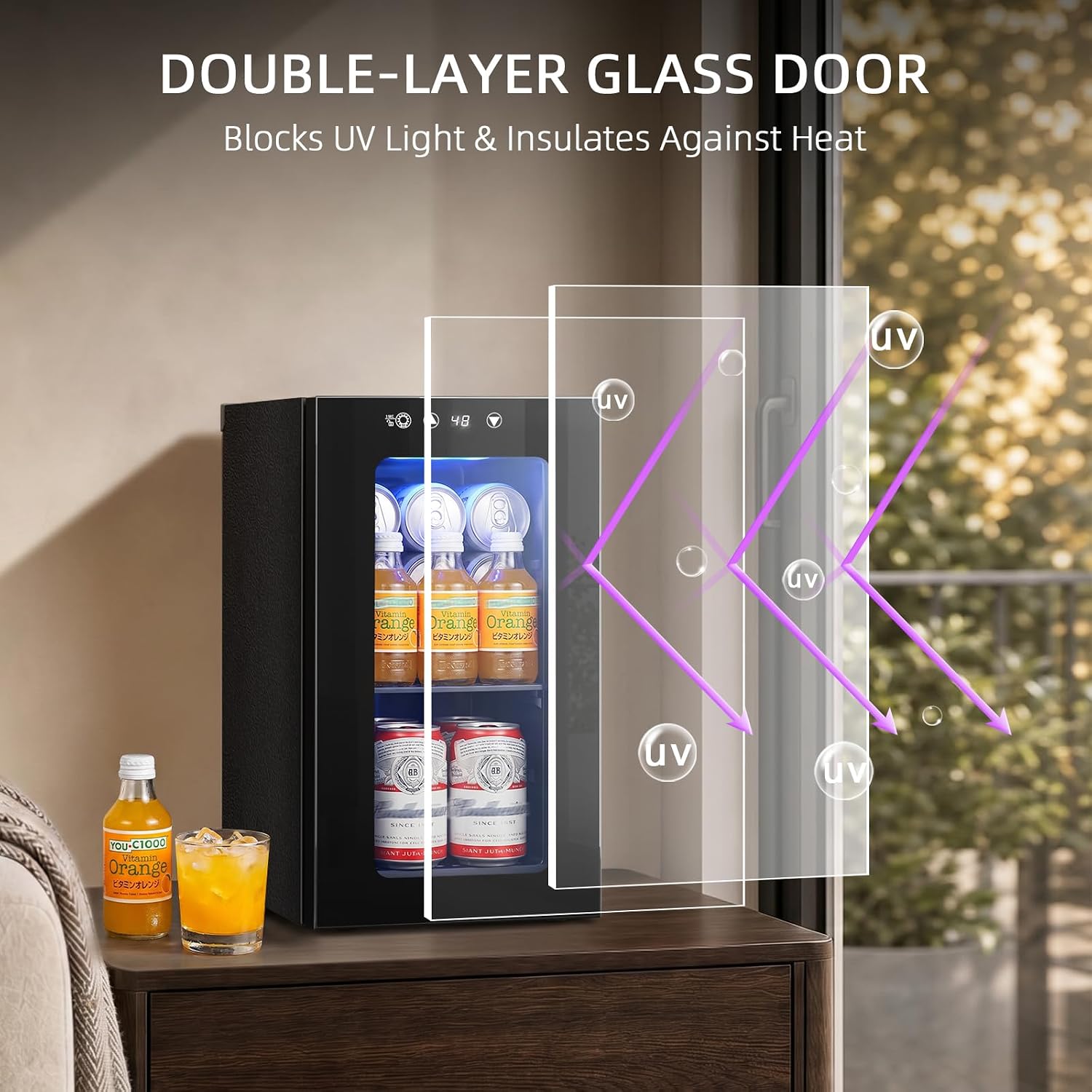 Kismile 10L Mini Beverage Refrigerator with Glass Door WC5810 - Image 7