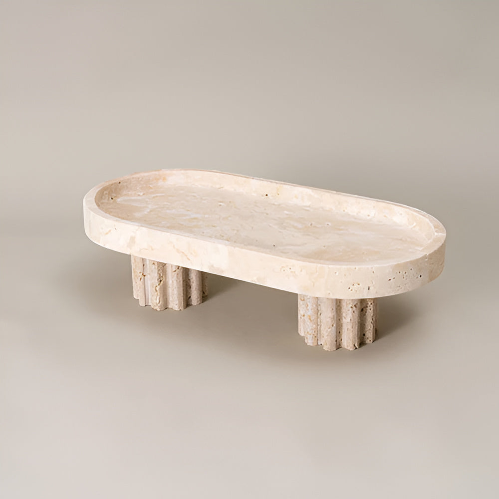 Vanity Tray Natural Travertine Oval & Circle - Image 4