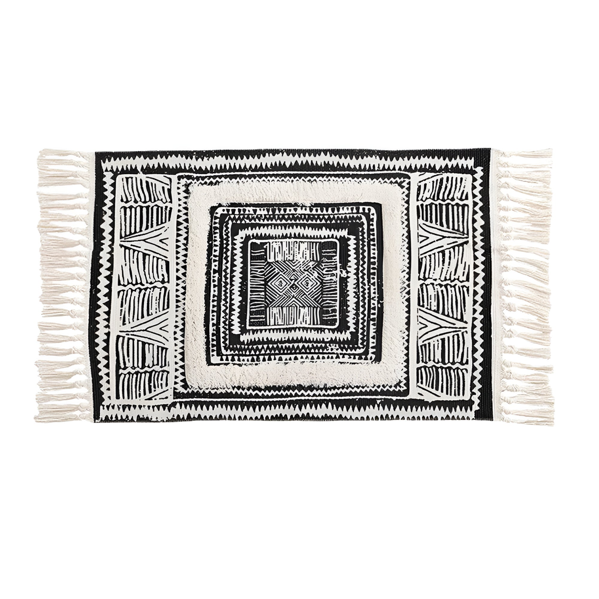 Floor Mat Microfiber Blend Machine Washable Geometric Tassels - Image 4