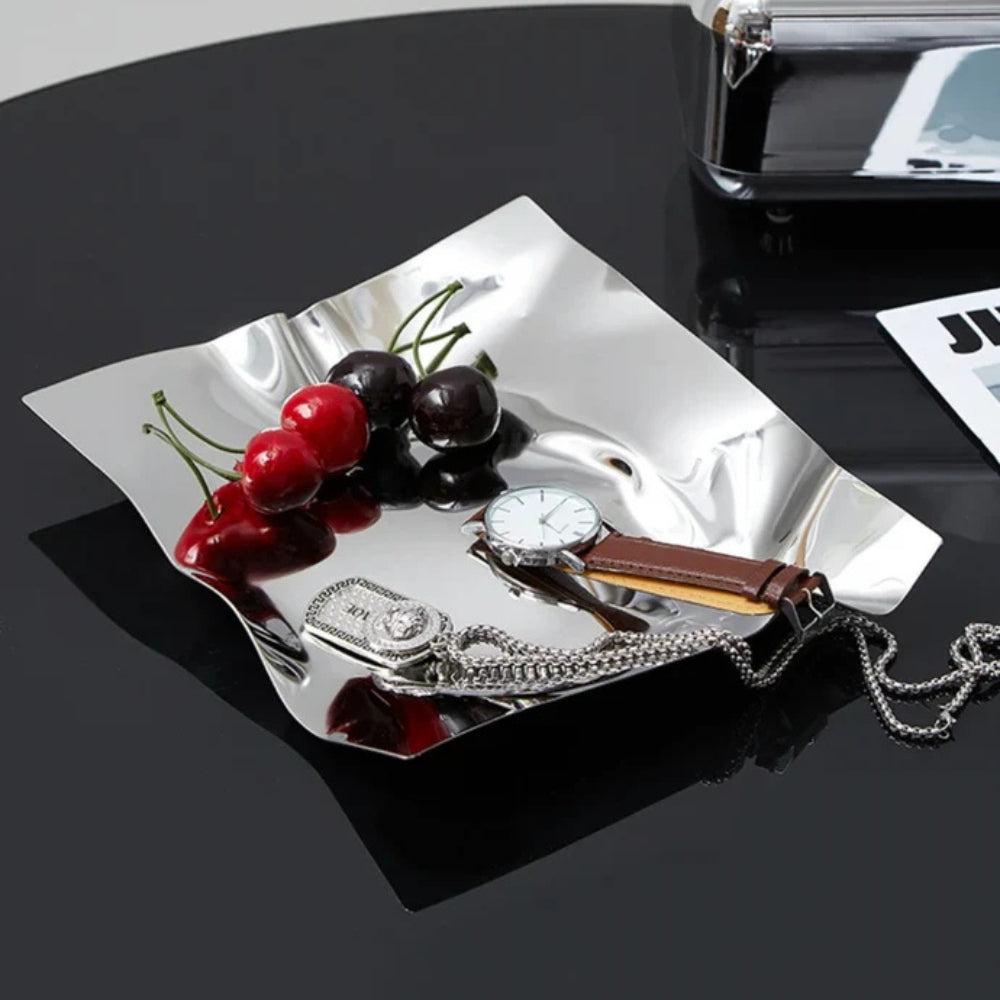 Decorative Tray Stainless Steel Wrinkled Mirror Finish - Image 2
