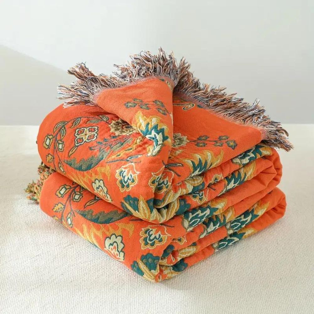 Throw Blanket Reversible Floral Cotton Gauze - Image 4