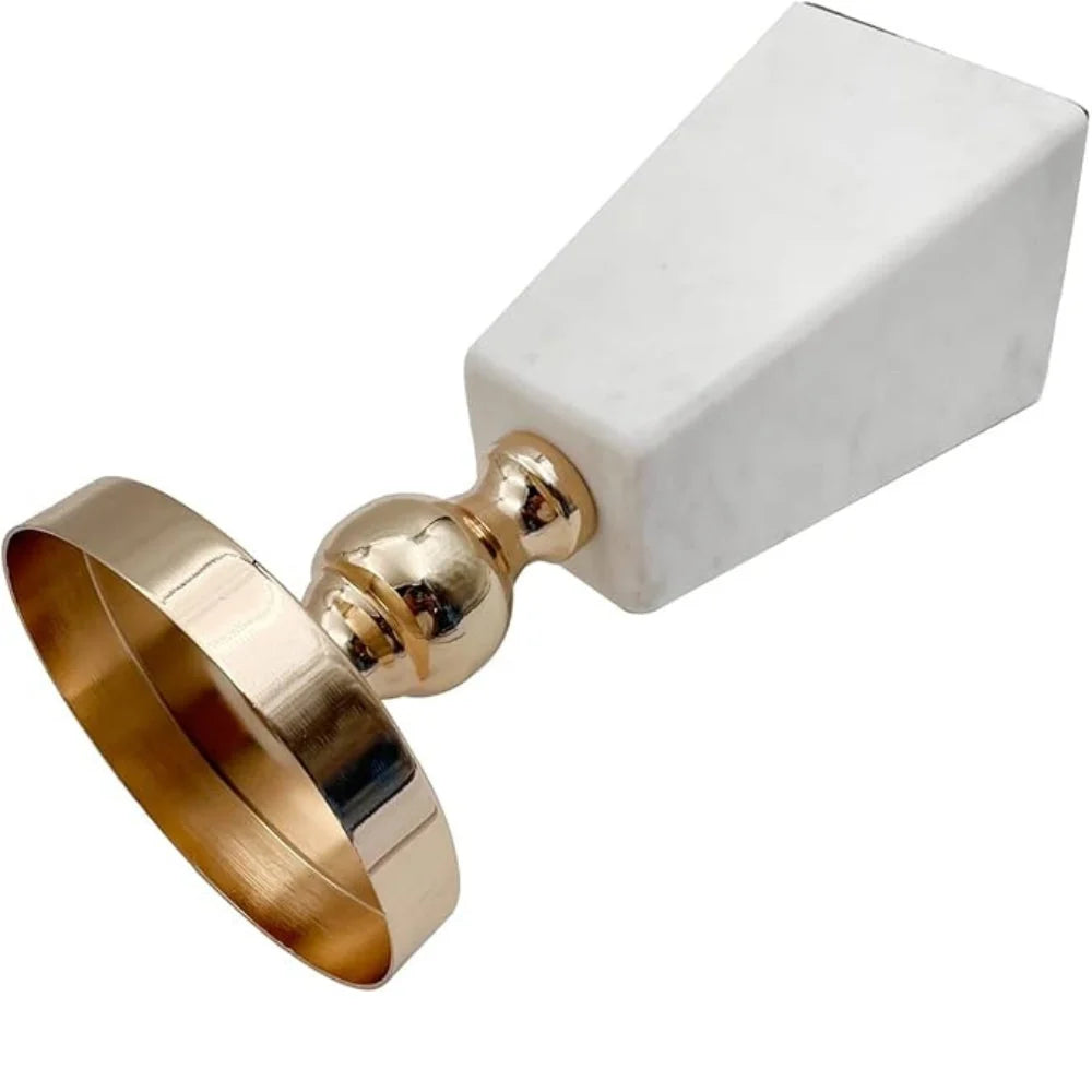 Candle Holder Marble Pyramid Gold Accent - Image 7