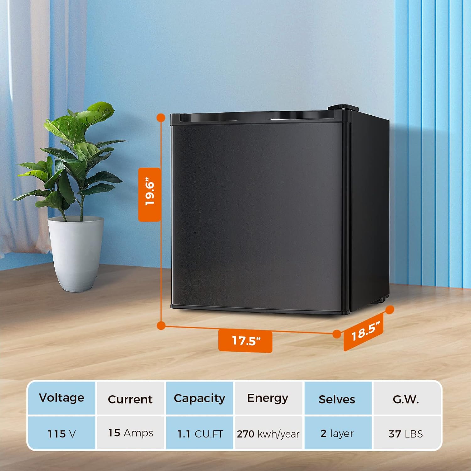 Kismile Mini Freezer,1.1 Cu.ft Upright Freezer with Reversible Single Door - Image 6