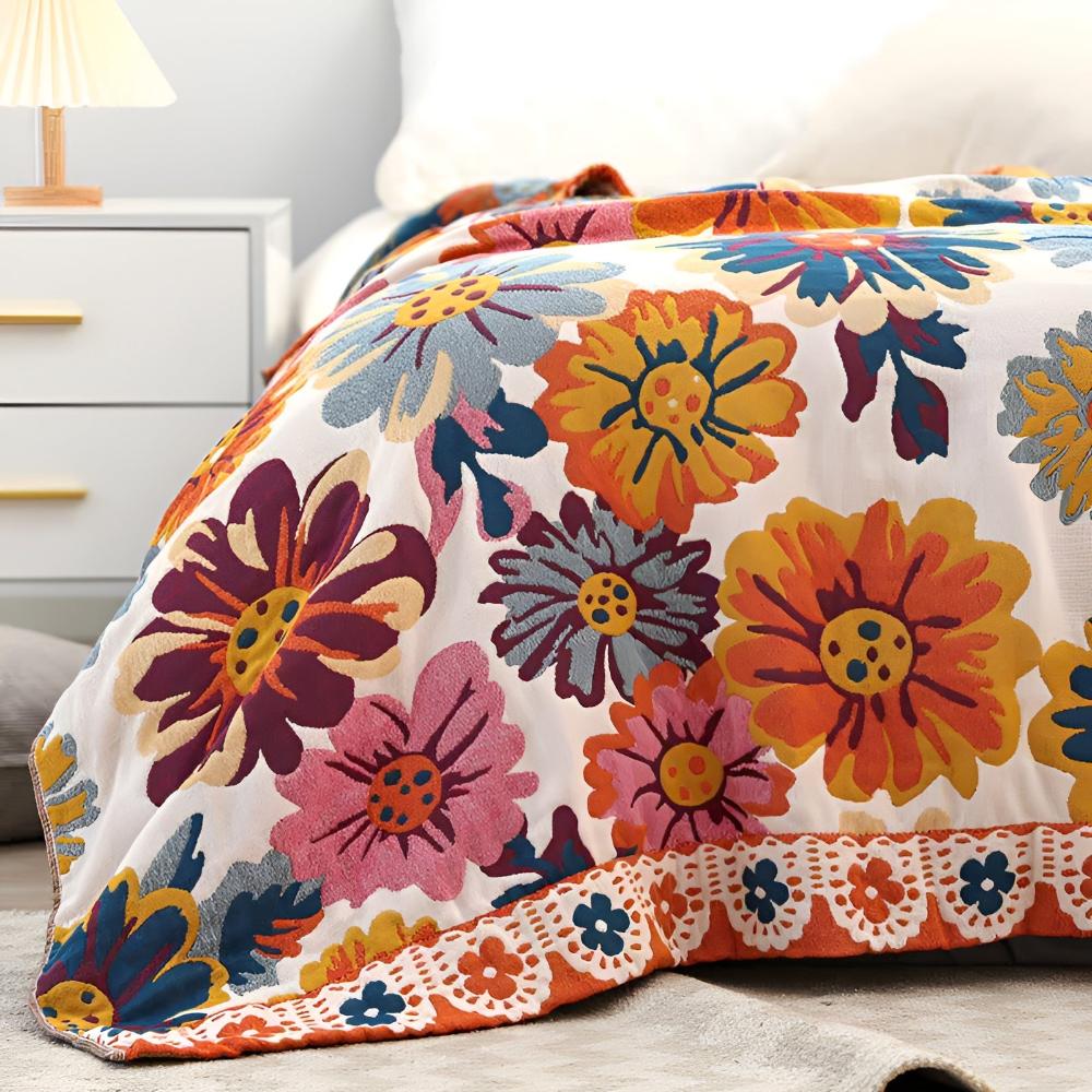 Cotton Blanket Organic Reversible Machine Washable - Image 2