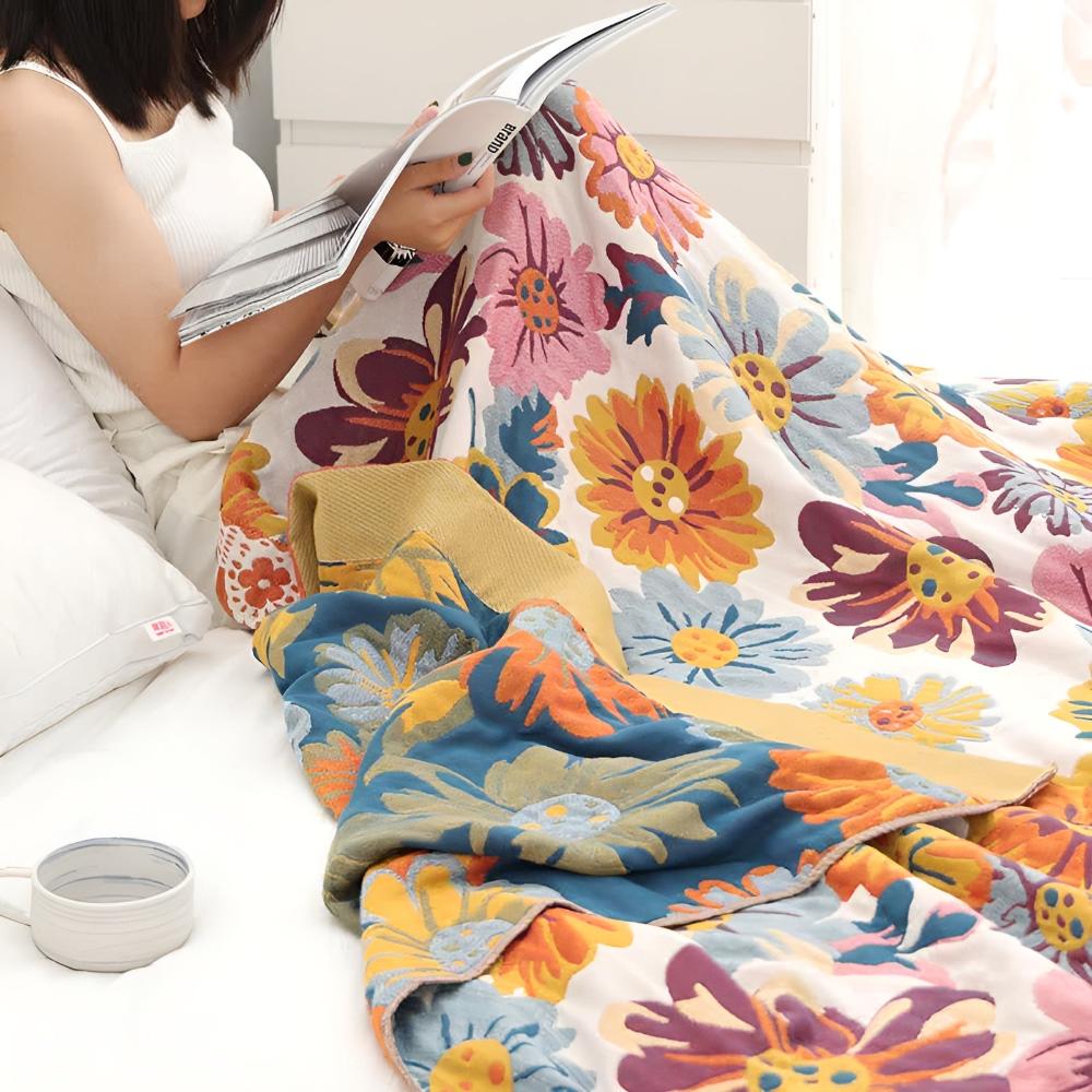 Cotton Blanket Organic Reversible Machine Washable - Image 3
