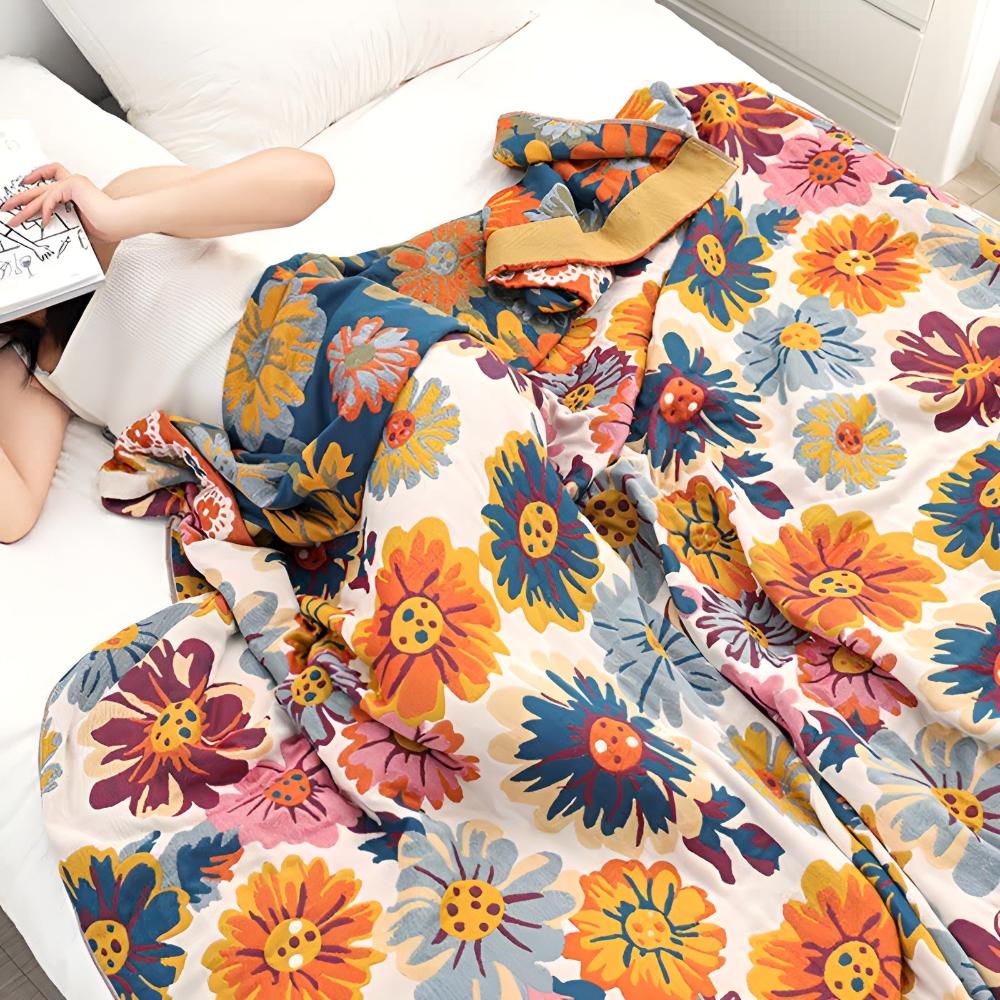 Cotton Blanket Organic Reversible Machine Washable - Image 4