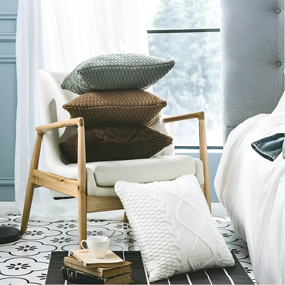 Cushion Cover Braided Knit Acrylic Cotton Metal Zipper - Image 2