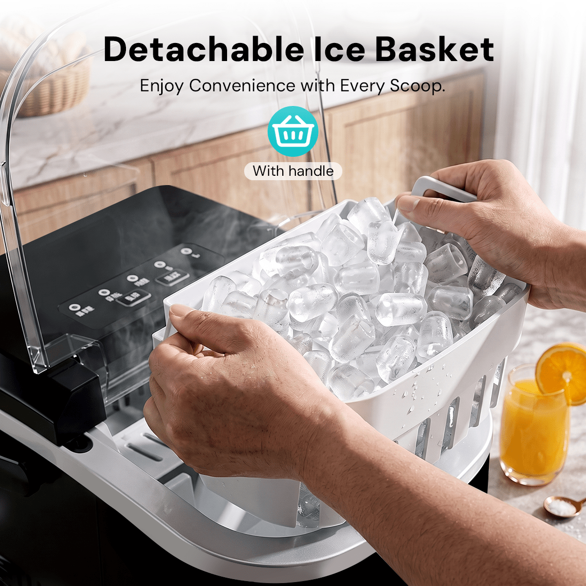 Kismile Ice Makers Countertop with Handle,8 Cubes in 6 Mins,Portable Ice Machine with Self-Cleaning for Home 58012RIM0 - Image 5
